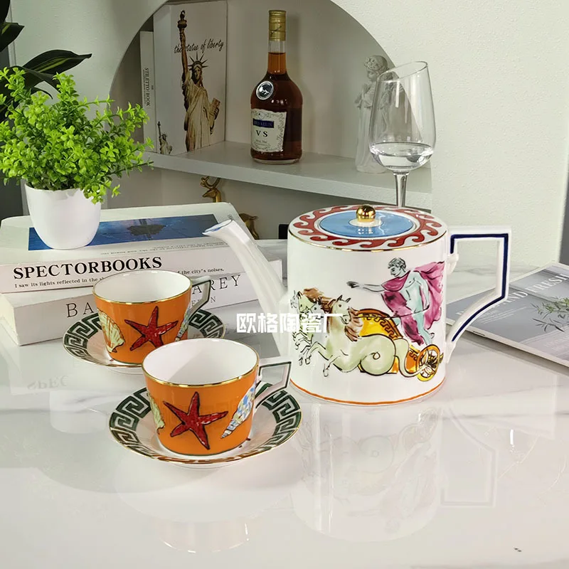 

New Trend Coffee Cup Dish Home Exquisite Bone Porcelain Teapot Black Tea Cup Friends Couple Cup Gift