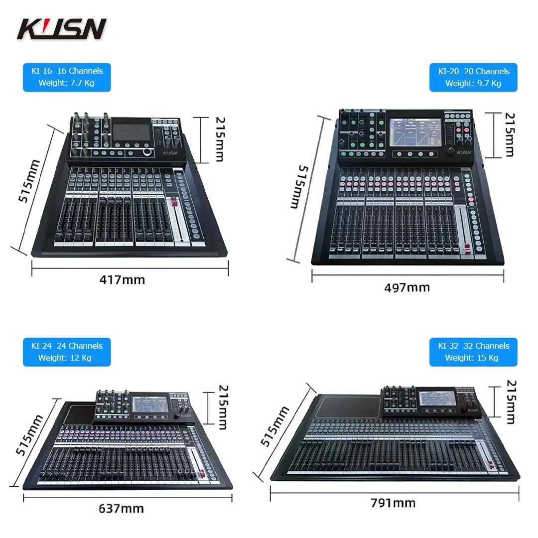 KI-20 20 Channel 4 Group Professional Digital Audio Mixer Audio Mixing Console Sound Soundcraft With 7-inch Touchscreen Display