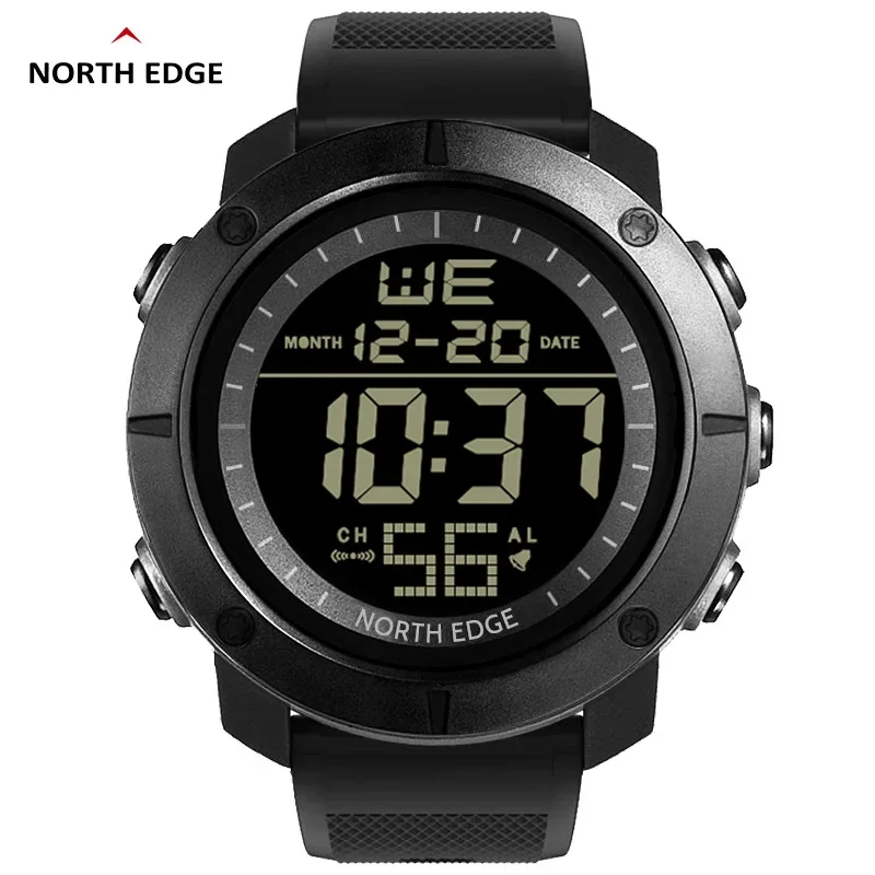 Men Outdoor Digital Watch Round Large Dial Sports Wristwatch Waterproof Luminous Alarm Calendar Ultra Long Standby