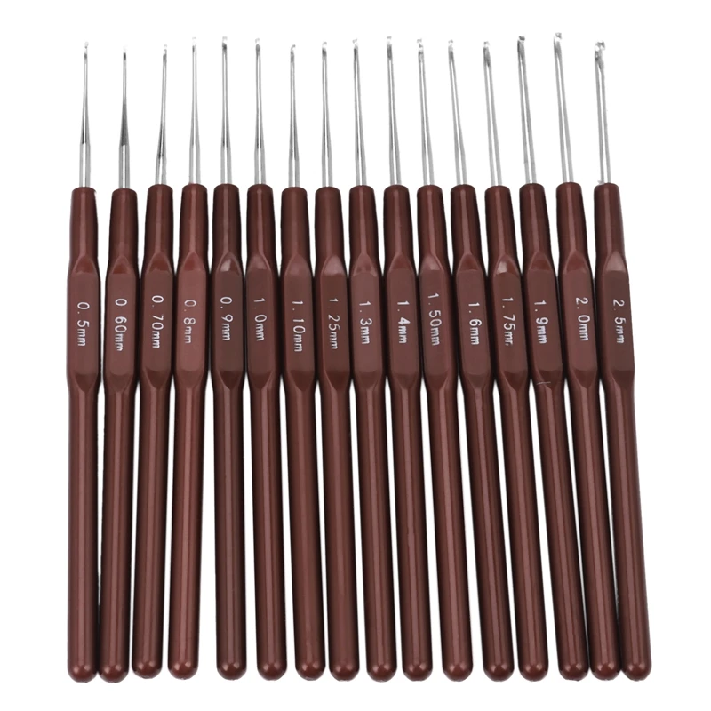 16Pcs ABS Handle Crochet Hooks Handle Knitting Needles Set Crochetings And Knuckles 0.5Mm-2.5Mm 16 Size