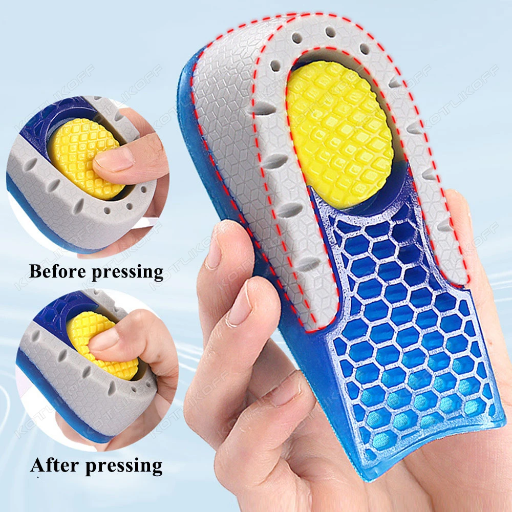 1/2 Pairs Silicone Height Increase Insole Heel Lifting Pad Thickened Cushioning Half Size Pad Non-Slip Invisible Inner Increase