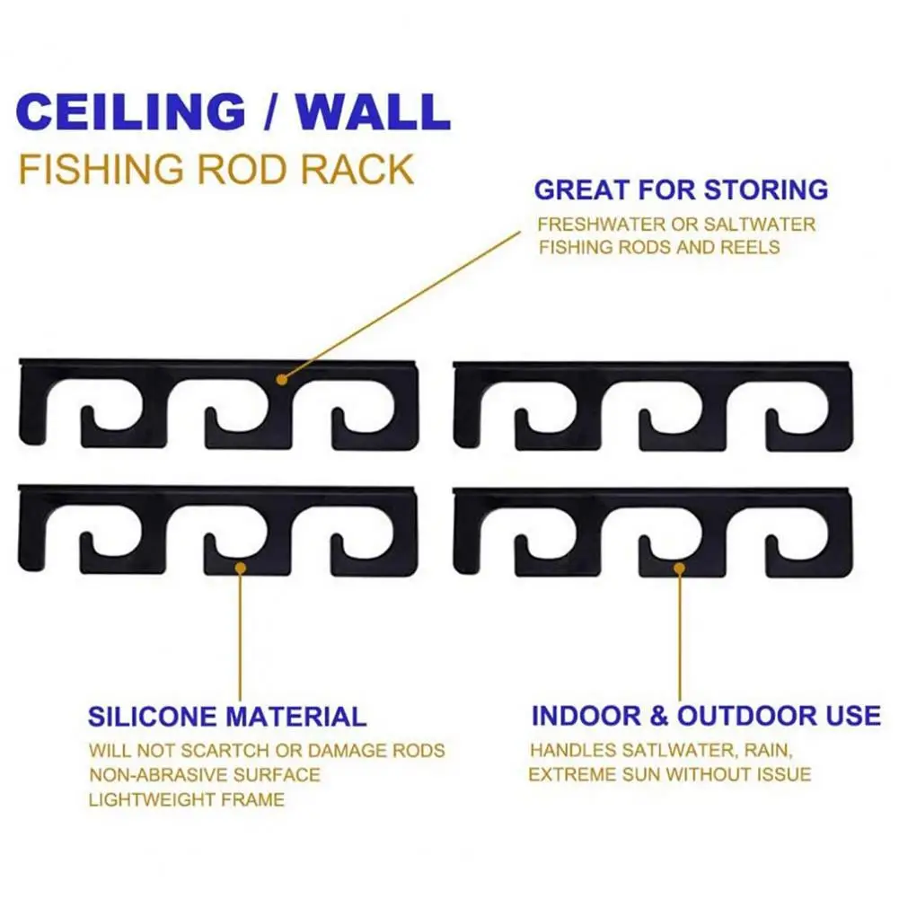 Fishing Pole Rack 4Pcs Sturdy Fall-resistant Easy Installation  Good Toughness Fishing Rod Rack Angling Tool