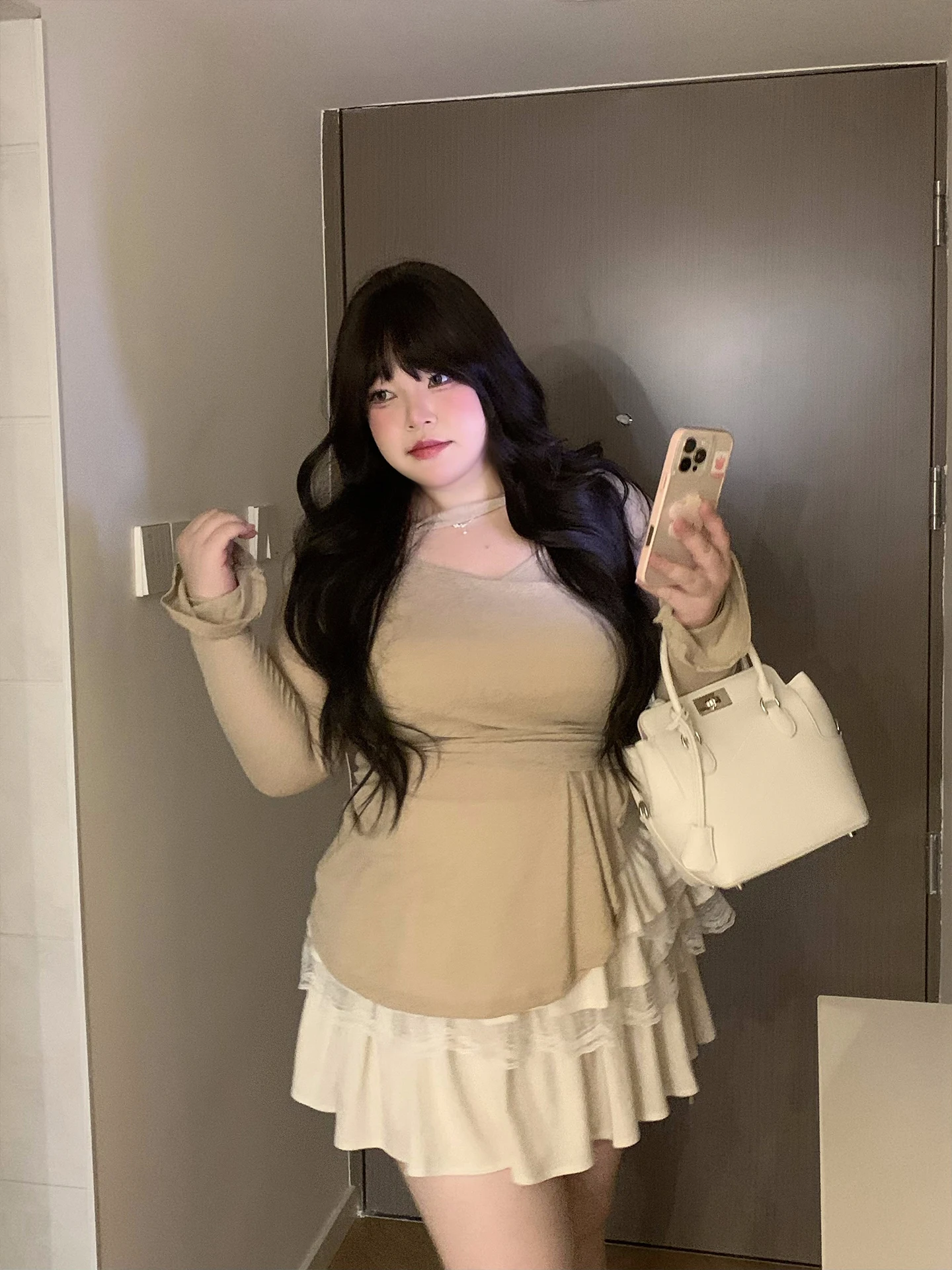 

Свободный вязаный топ с длинными рукавами больших размеров для женщин: модный, универсальный базовый слой, мягкий, однотонный, больших размеров, новинка