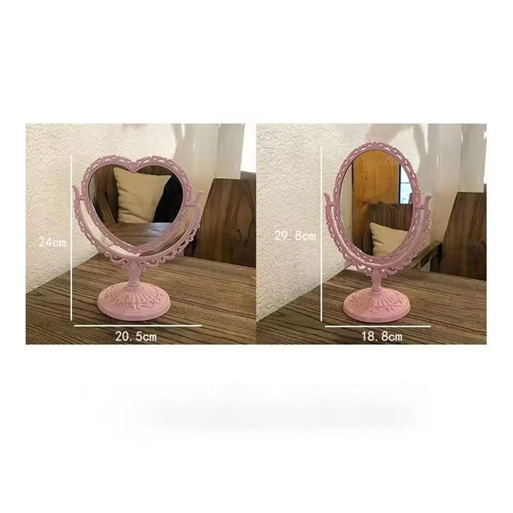 Miroir de maquillage double face rétro de style européen, miroir cosmétique naren forme de cœur, haute définition IQUE Mirror Girl