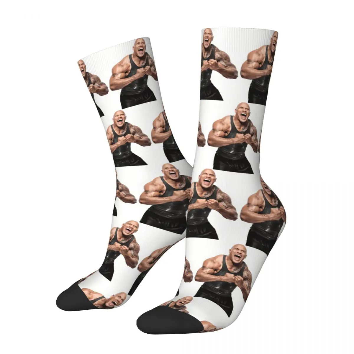 Women Men Socks Eyebrow Meme Dwayne The Rock Johnson Stockings Autumn Fashion High Quality Socks Design Outdoor Sports Socks