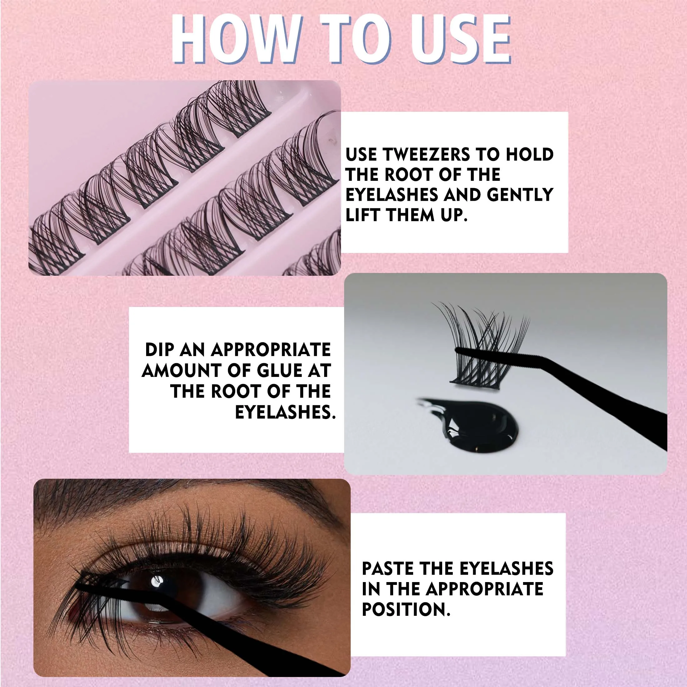 Rzęsy 200 SZT. Kępki w57 Klej do Rzęs i Uszczelniacz Narzędzia do Makijażu Zestaw do Samodzielnego Przedłużania Rzęs do Klejenia Rzęs Akcesoria do Kleju