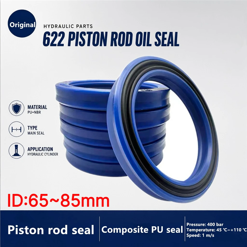 622 Piston Rod Oil Seal ID:65~85mm PU+NBR Sealing of Hydraulic Cylinder Piston Rod Engineering Agricultural Machinery Forklift