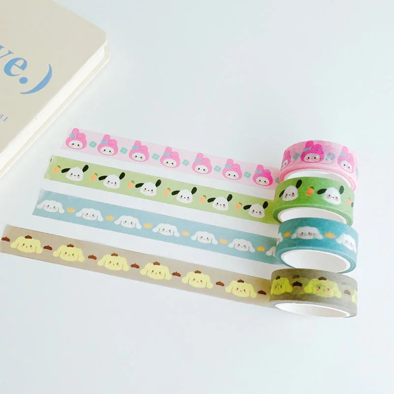 10pcs/lot 15mm*5M Sanrio Kuromi Cinnamoroll Washi Tape Pochacco Sticker Scrapbooking Diary Adhesive Masking Tape Stationery Gift