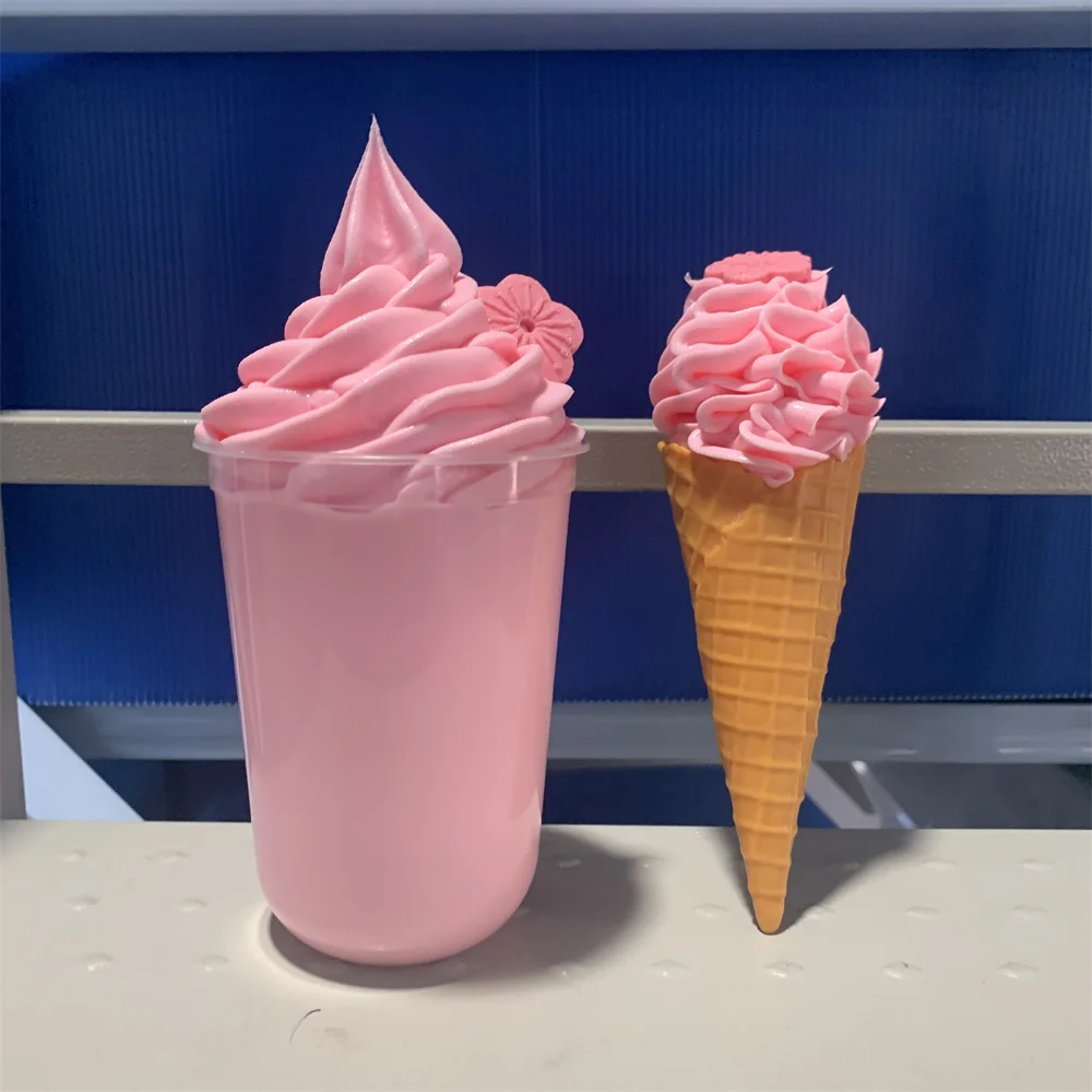 22cm Flower Sakura Plastic Transparent Cup Milkshake Model Street Food Fake Soft Serve Whipped Ice Cream Pink Display Props Diy