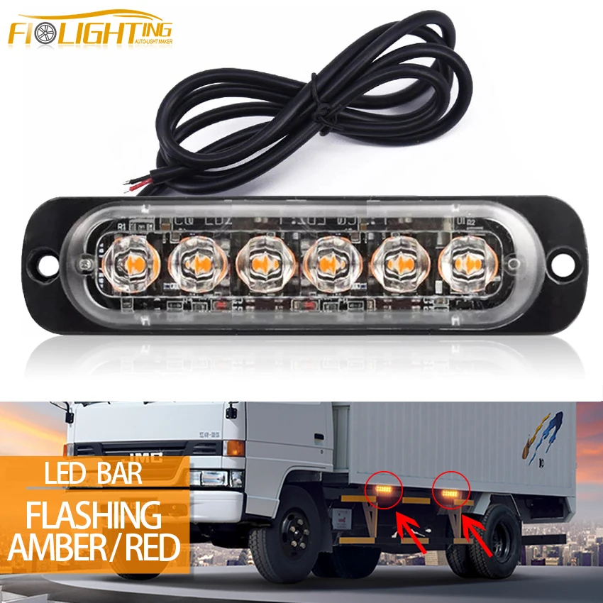 

FILighting 4/6 18W LED Car Strobe Warning Light Grill Flashing Breakdown Emergency Light For Car Truck Trailer Beacon Lamp 1224V