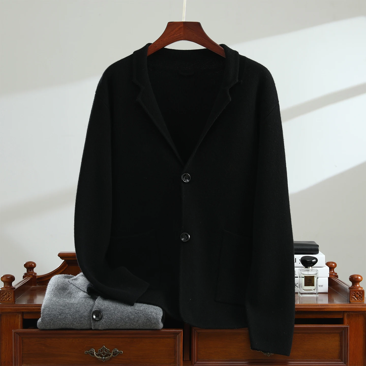 2025 New 100% Goat Cashmere Men Suit Collar Cardigan Autumn Winter Thick Coat Solid Loose Knitwear Sweater  Men Cashmere Clothes