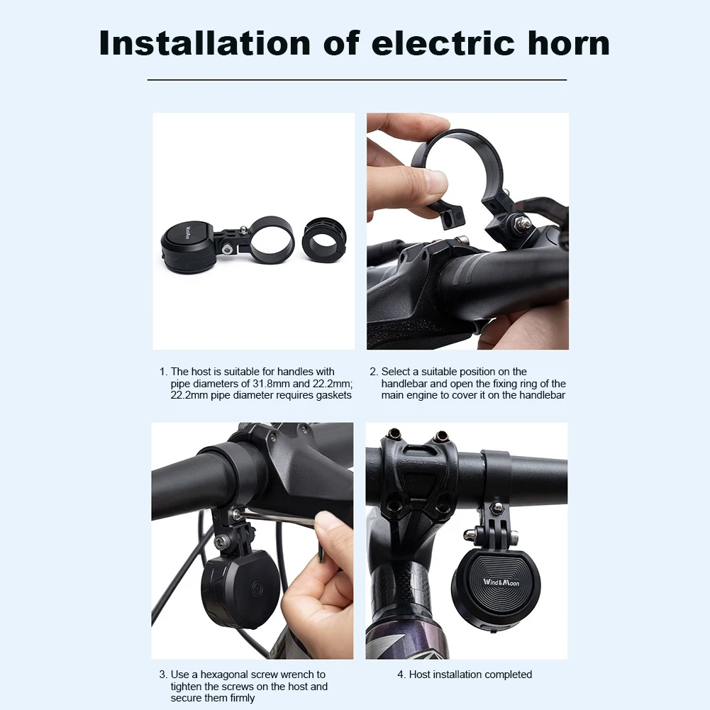 원격 제어 기능이 있는 자전거 스쿠터 경적 도난 방지 오토바이 벨 경적 조절 가능한 볼륨 4가지 사운드 모드 IPX6 방수