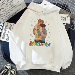 Nick and Charlie Heartstopper Bluzy Damskie Romans Cartoon Rainbow Fleece Streetwear Moda Bluzy Unisex Top Odzież