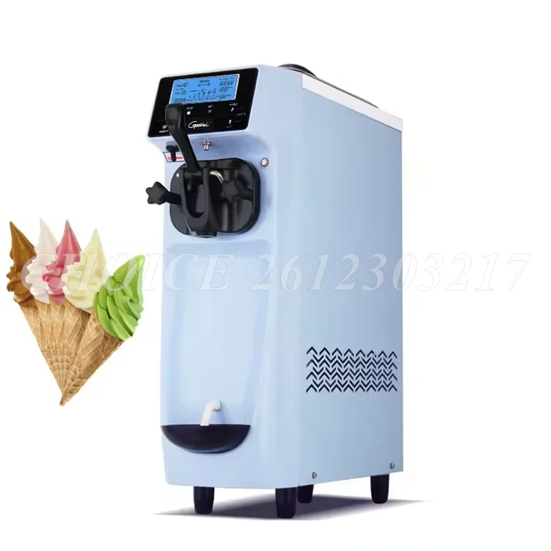 

Automatic Desktop Sundae Ice Cream Maker Small Single Head Fruit Soft Ice Cream Machine Stainless Steel Cone Making Machine