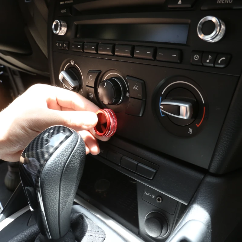 

For BMW X1 E84 2013-2015 Aluminum Alloy Red Car Volume Adjustment Ring Air Conditioning Knobs Audio CircleCover Car Accessories