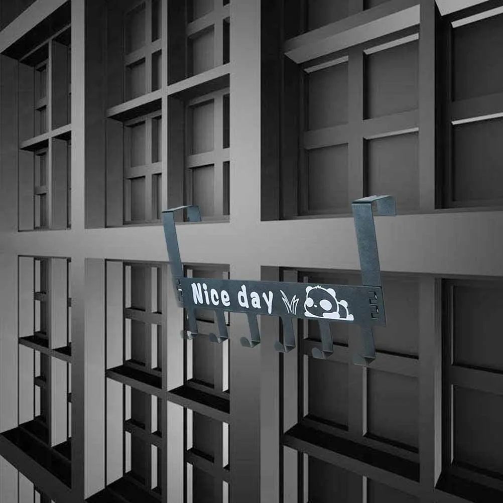 

Over Door Hook Hanger 6 Hooks Metal Solid Storage Rack for Coat Towel Bag Home Organizer Room Black