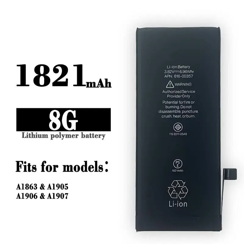 1821 mAh Replacement Battery for iPhone 8 with Adhesive Tape + Tools Kit