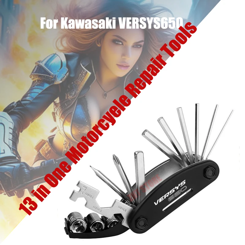 

Набор инструментов для ремонта велосипедов Kawasaki VERSYS650 13 в 1, комплект инструментов с шестигранным спицом, отвертка, гайковерт и горный велосипед