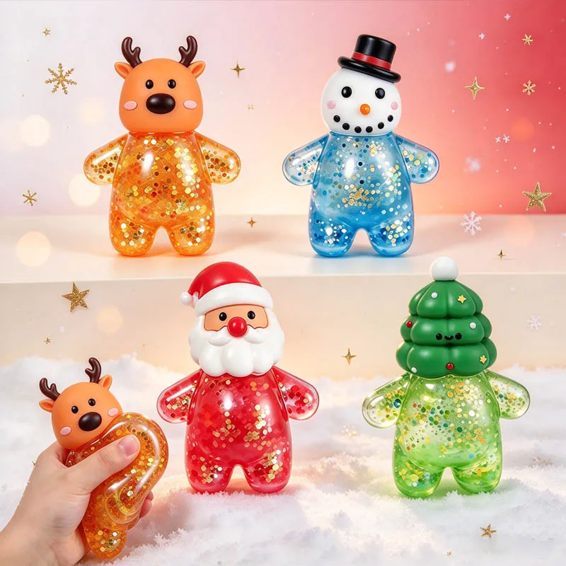 Squishy Anti Stress Reliever Doll Santa Claus Reindeer Slow Rising Squeeze Toy Christmas Present for Holiday Party Home Decor