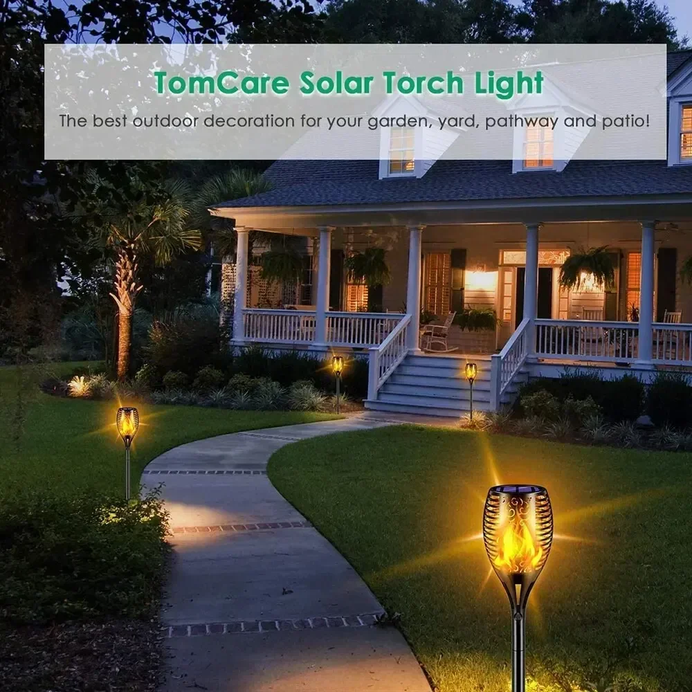 Solar Garden Flame Light 96LED Solar Lights Outdoor Flickering Torch Waterproof Decor Landscape Lawn Lamp Path Lighting image 6