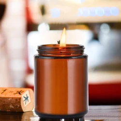 200ML Aromatherapy Candle Container Brown Cup Refillable Circular Jar Glass Bottle With Aluminum Lid Plastic Lid