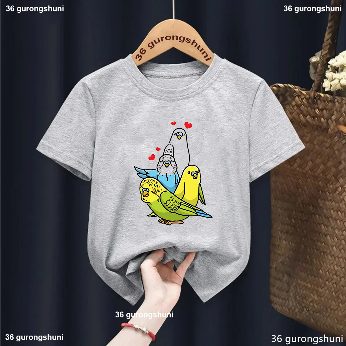 

2024 Newly Boys T-Shirts Cute Budgie Parrot Kids T-Shirts Fashion Funny Girls Tshirts Summer Short Sleeve Baby Shirt Tops 1-13y