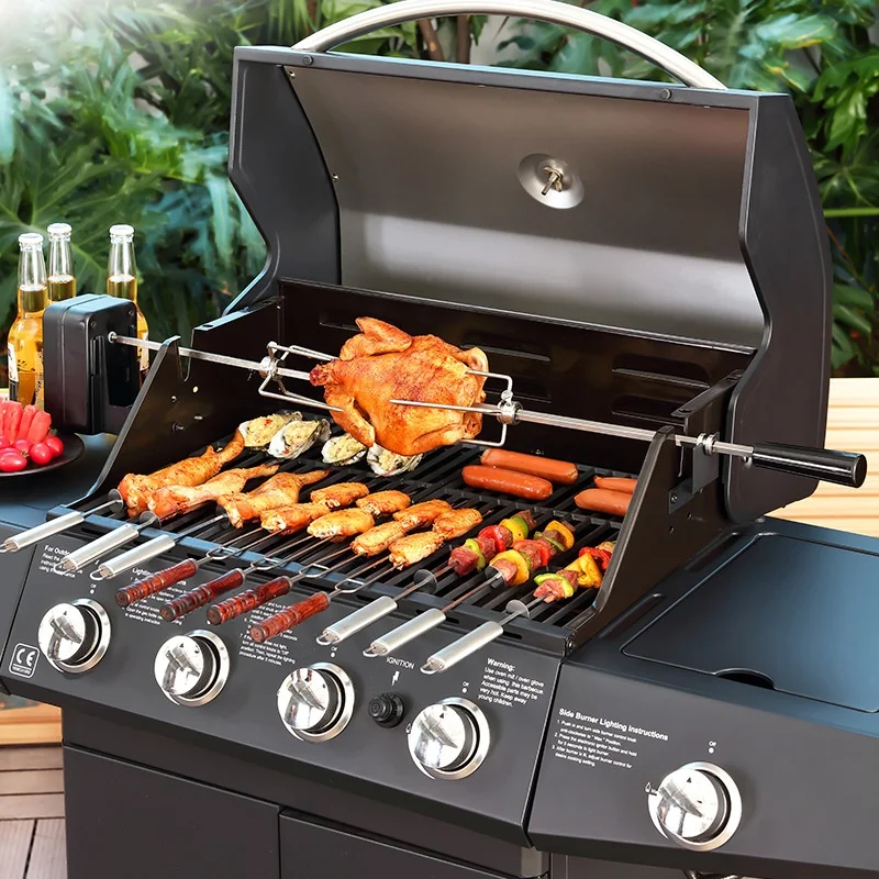 Multifunctional Outdoor Gas BBQ Grill Stove Household Smokeless Liquefied Gas Thickened Grill Rack for Courtyard Stew Grill
