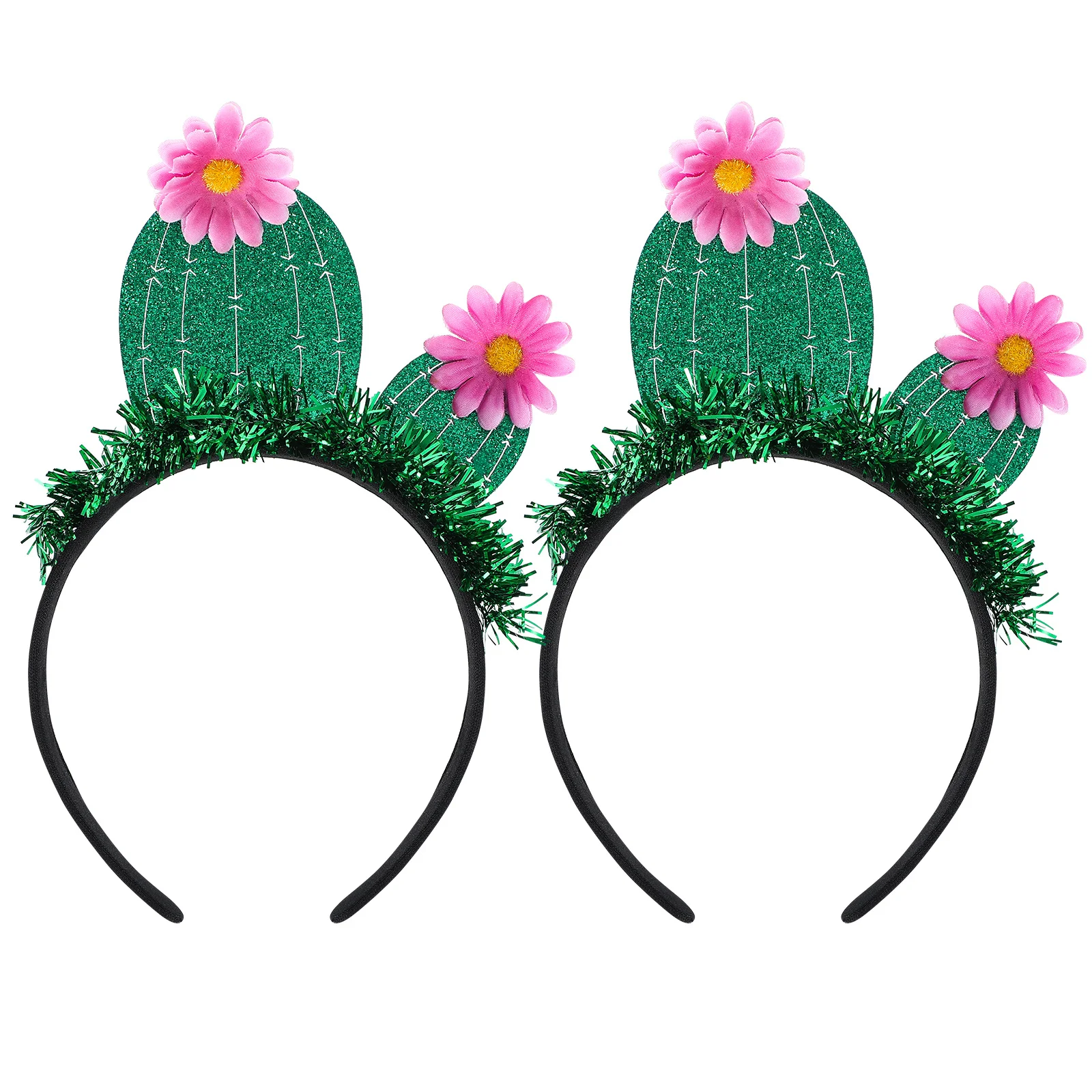2 個サボテンスタイルのヘッドバンドグリーンパーティーフープタッセルヘアバンド女性結婚式誕生日フェスティバルコスチュームヘアアクセサリーヘア