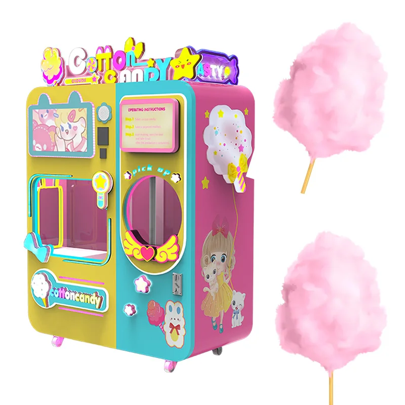 Cotton Candy Vending Machine With Sugar Full Automatic Electric Robot Cotton Candy Vending Machine for kids