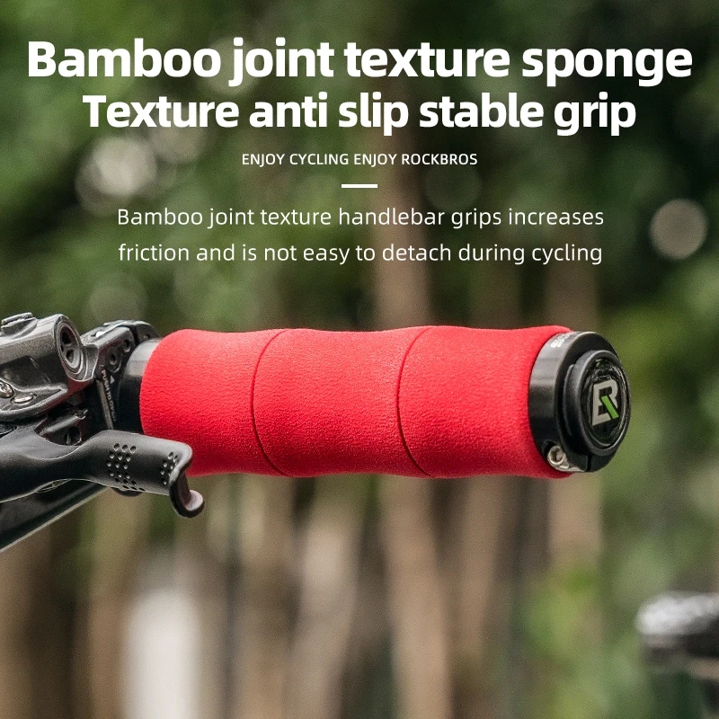 ROCKBROS Bicycle Grips Sponge MTB Grips With Dust Plug Shock-absorbing Handlebar Bike Soft Ultraight Handle Cycling Accessories