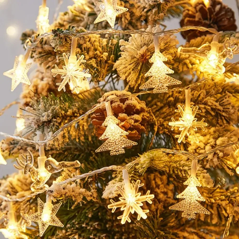 1 шт. 1,5M10LED/3M20LED Рождественский аккумуляторный ящик, снежинка и елка, световая гирлянда, используется для праздника и украшения комнаты