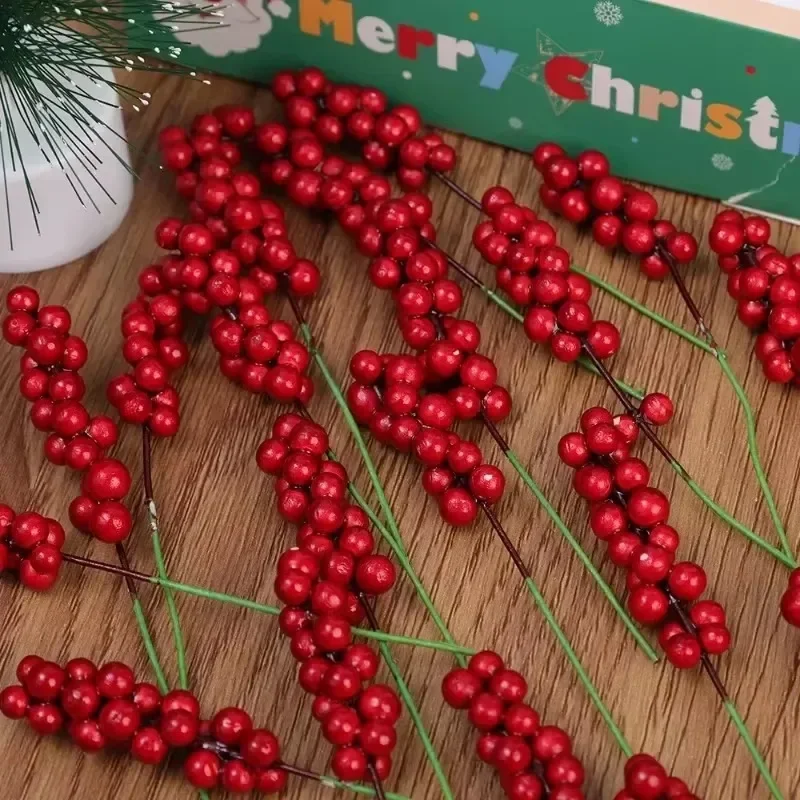 Commercio all'ingrosso artificiale rami di bacche di natale Bouquet di fiori ghirlanda fai da te albero di natale festa di nozze capodanno decorazioni per la casa bacche finte