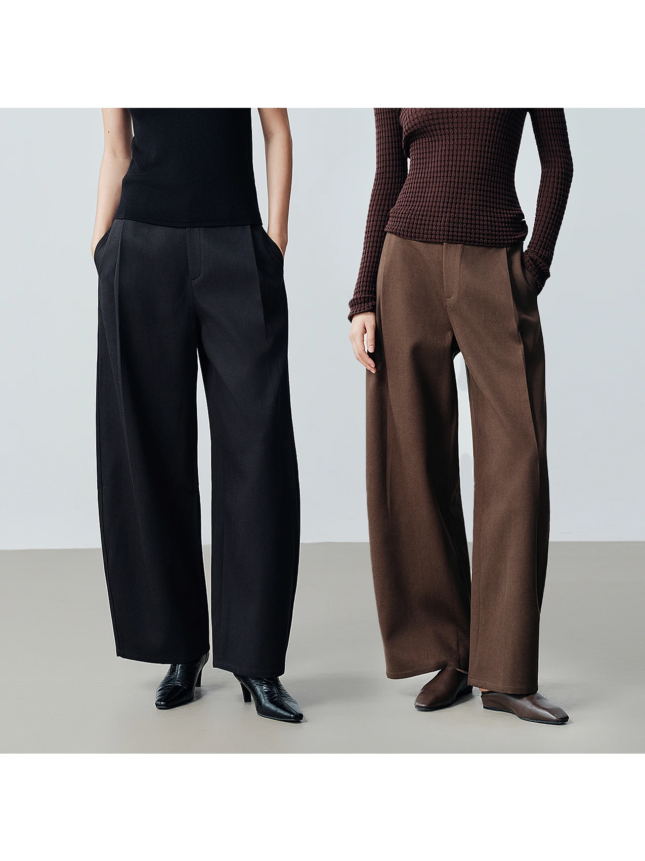 

High Waist Wide Leg Casual Pants Women's Autumn Winter High End Feeling Retro Flannel Skin-friendly Diagonal Pattern