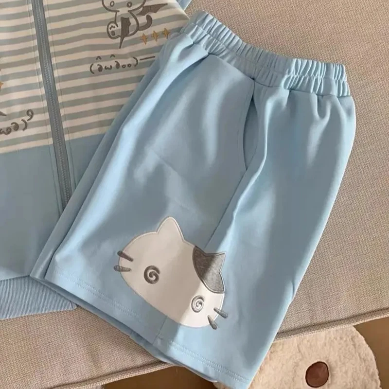 

Японские шорты для женщин с вышивкой, широкие брюки с эластичной резинкой на талии, летние повседневные брюки Cortos De Mujer, низ