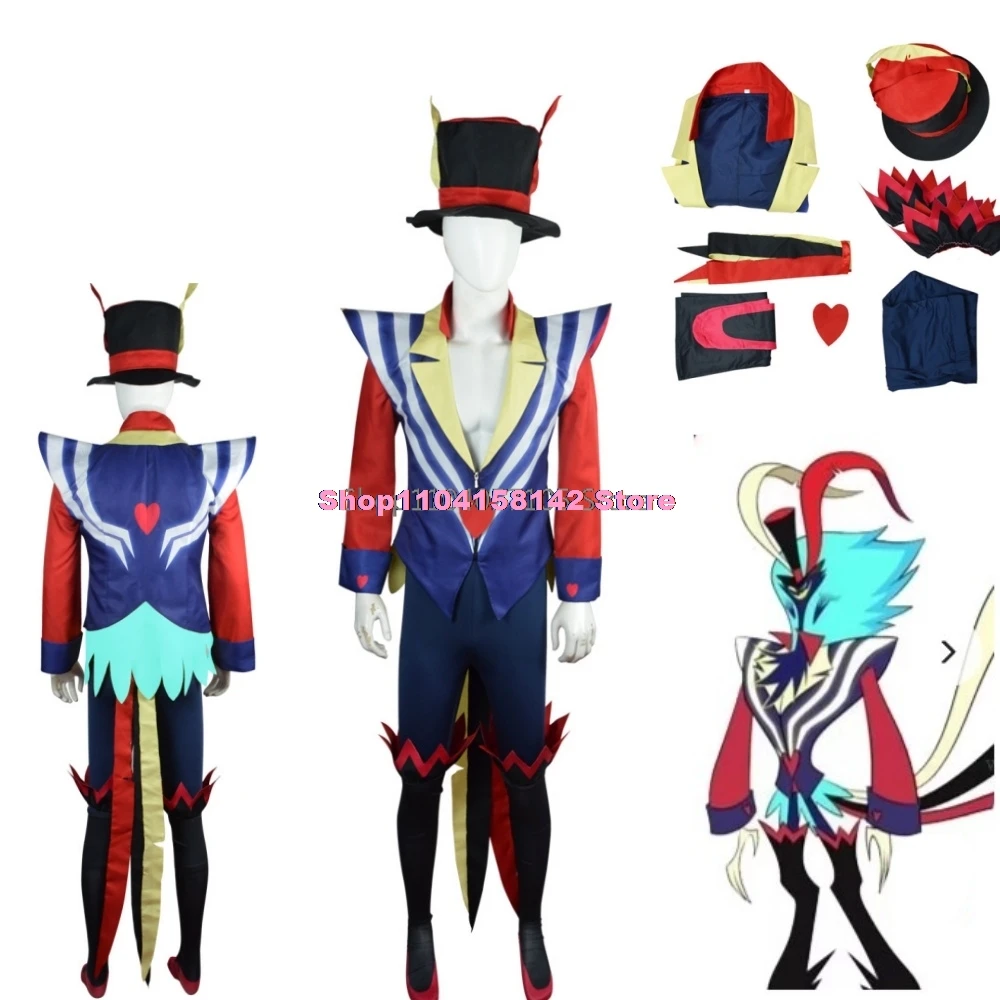 Asmodeus Ozzie Cosplay Costume Helluva King of Lust Boss Halloween Fancy Sexy Helluva Big Daddy Carnaval Party Mens Suit