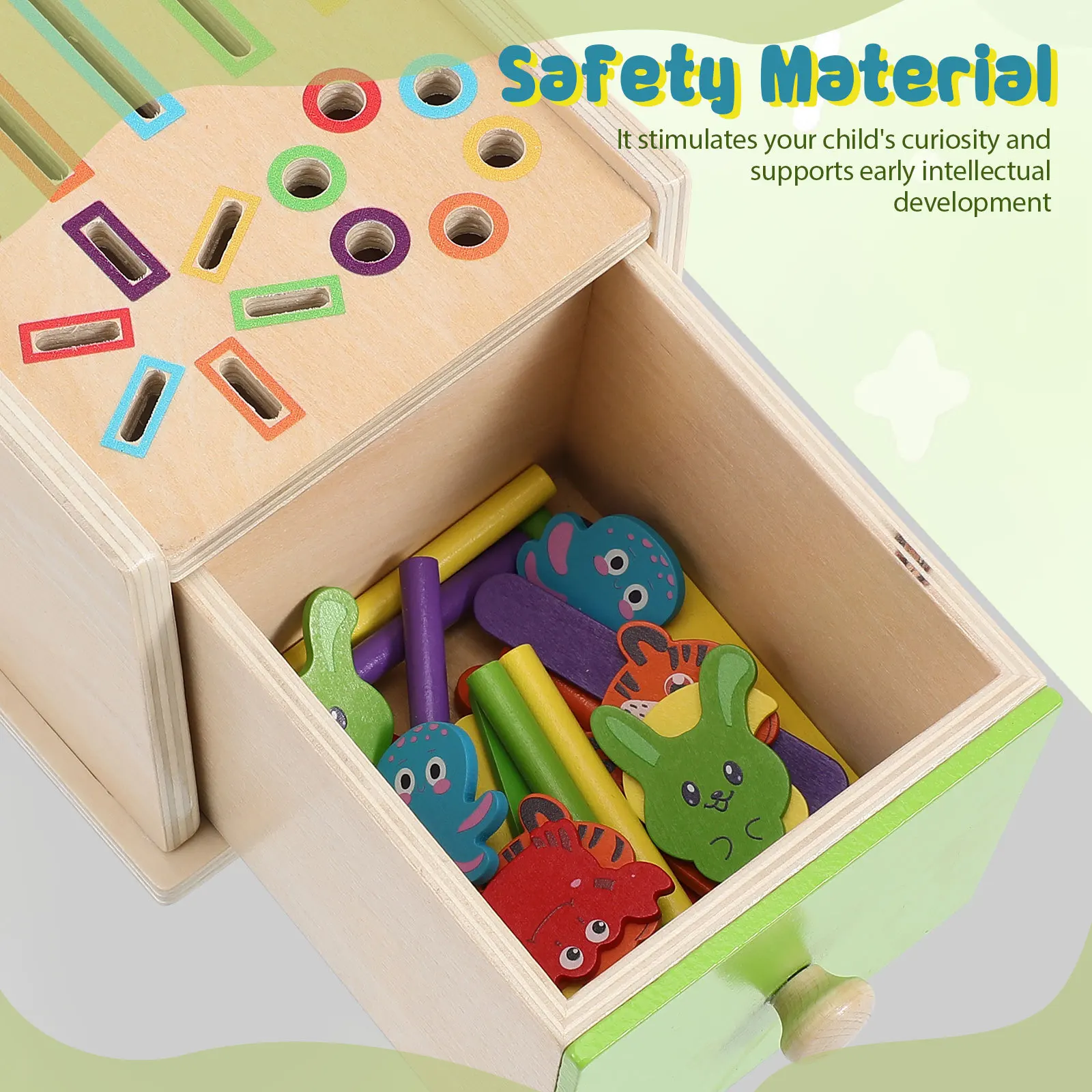 1Set Wooden Shape Matching Educational Montessori Color Sorting Game for Toddlers Early Learning Cognitive Development