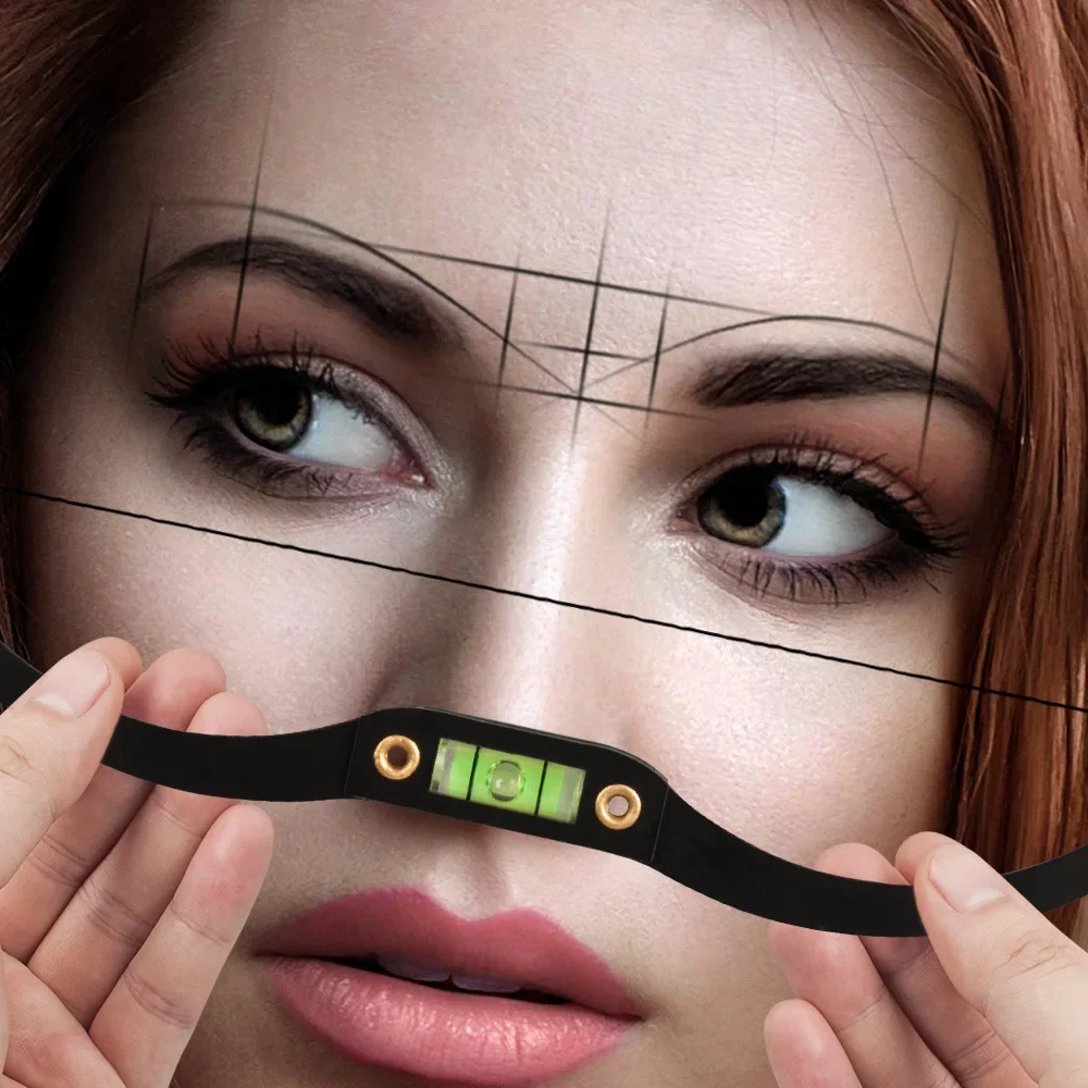 1set Microblading Permannet Makeup Bow and Arrow Line Ruler Black Measuring Brow String Pre Inked Tattoo PMU for Mapping