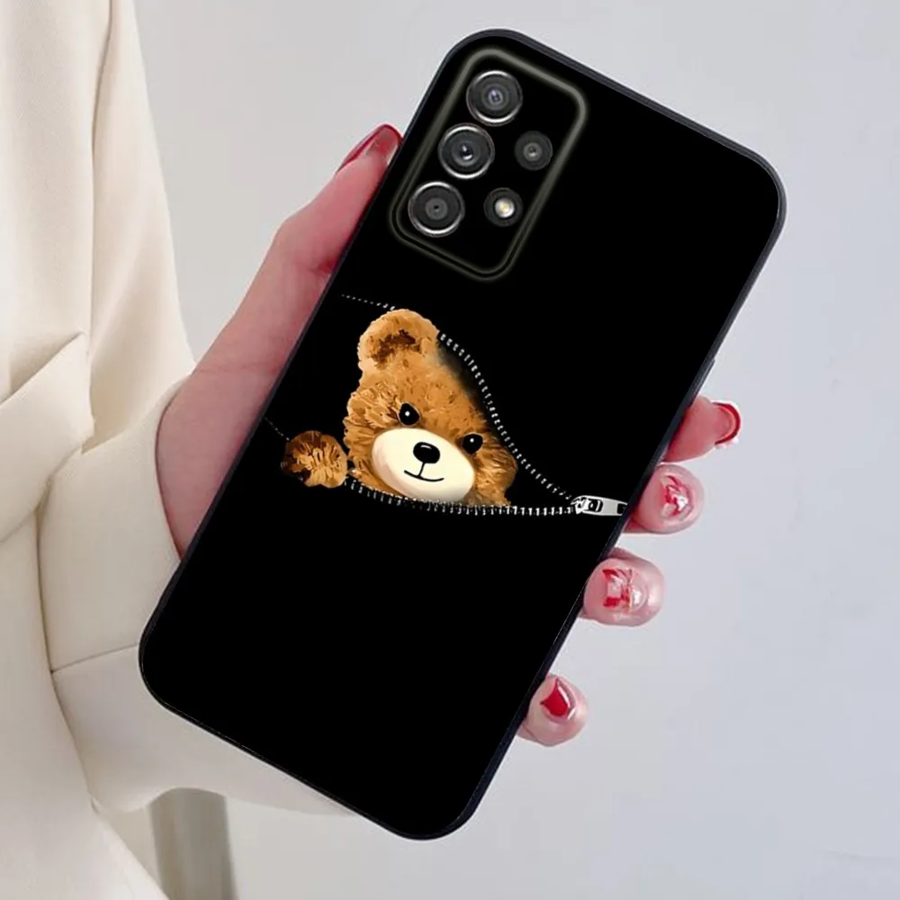 P-Polo B-Bear Phone Case For Samsung S24,S21,S22,S23,S30,Ultra,S20,Plus,Note,10,9,5G Black soft silicone case