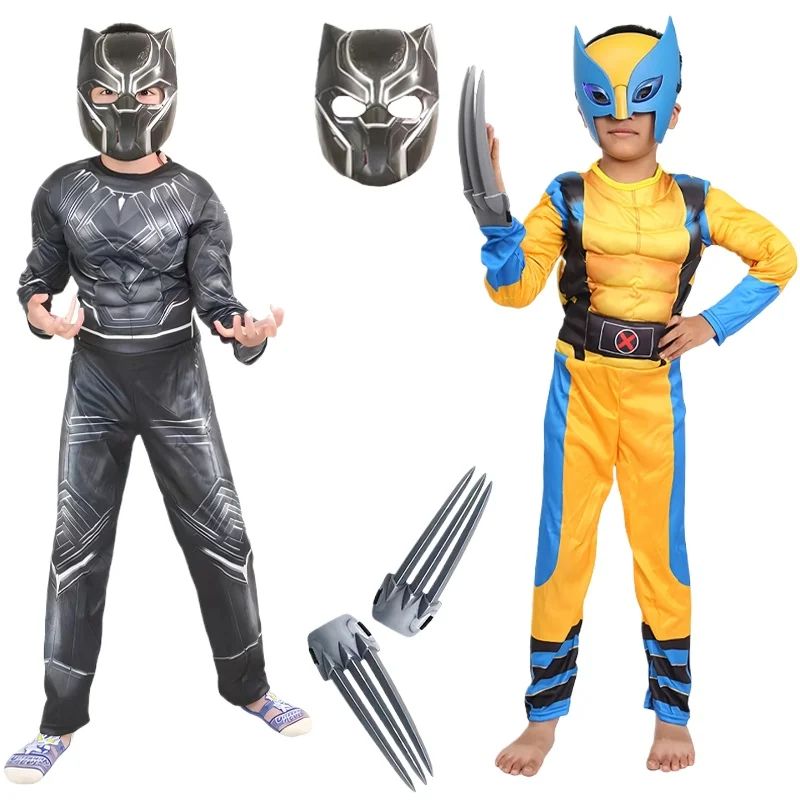 Wolverine Child Halloween Costume Black Panter Costume Costume Classic Hero Kids Onesies Wolverine Muscle Child Costume Jumpsuit