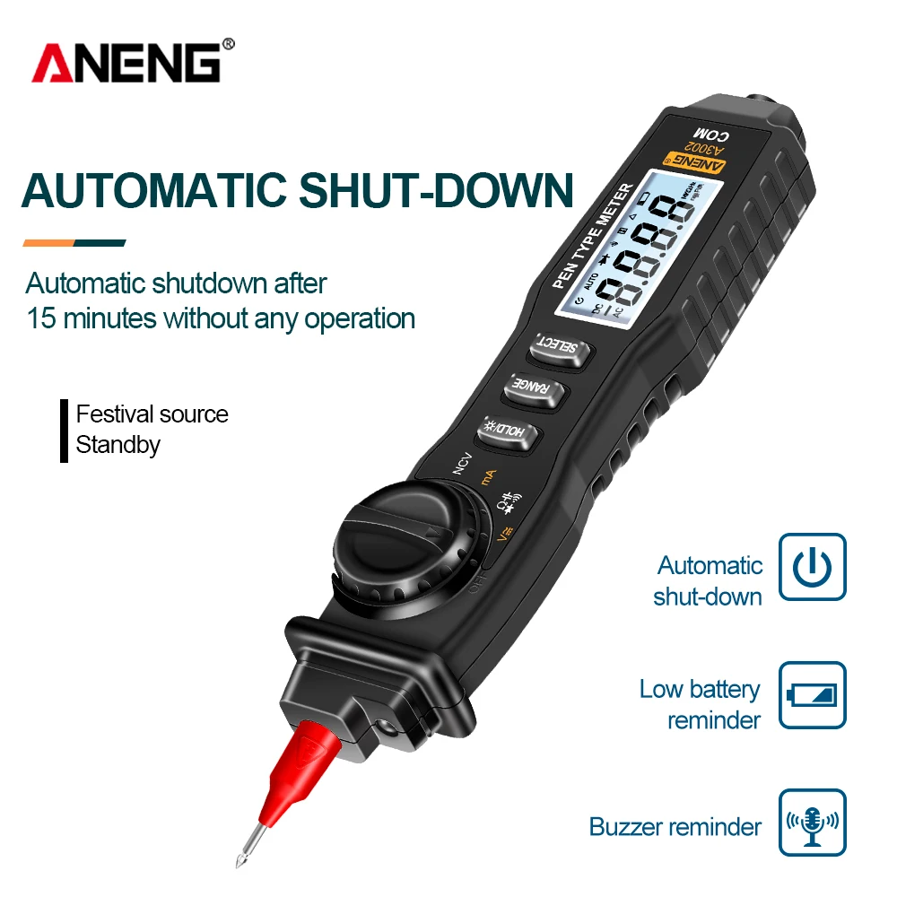 ANENG A3002 Digital  Pen Type  Multimeter 4000 Counts with Non Contact AC/DC Voltage Resistance Diode Continuity Tester Tool