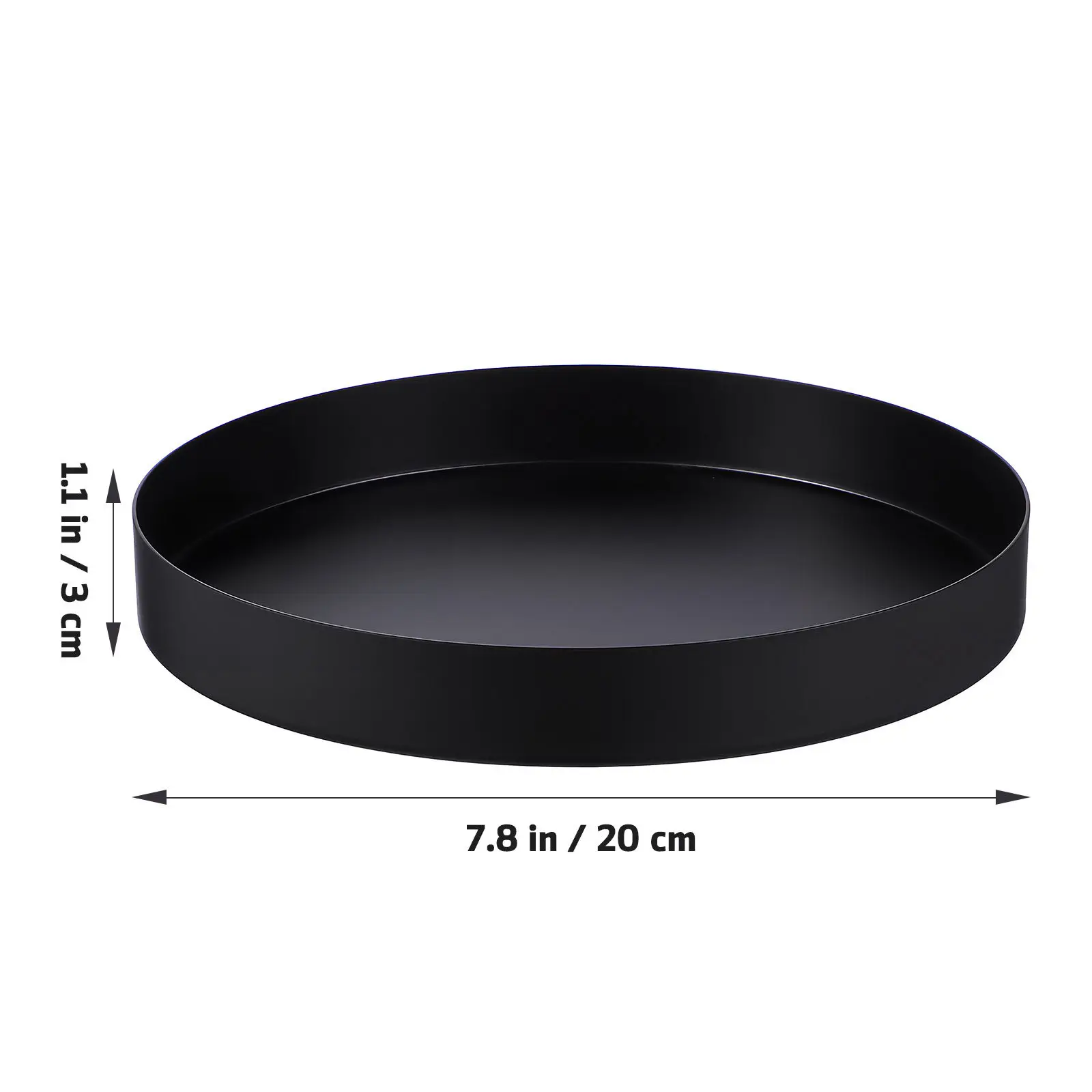 Black Stainless Steel Round Serving Tray Multi Functional Metal Tray for Coffee Table Tea Holder Home Decor