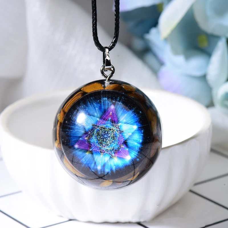 New Orgonite Energy Pendant Necklaces Tiger Eye Chakra Necklace Sacred Geometry Healing Jewelry For Men Women Gift