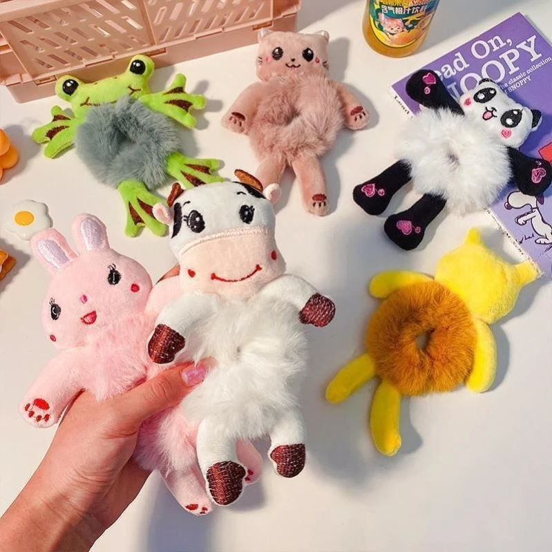 Осенне-зимние-плюшевые-ленты-для-волос-с-зеленой-лягушкой-милые-забавные-женские-корейские-головные-уборы-с-героями-мультфильмов-эластичные-резинки-для-галстуков-резинки-для-волос-веревки-новинка