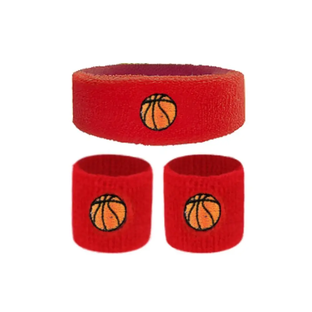 3PCs/Set Breathable Sports Sweatband Cartoon Ball Pattern Children Wrist Protector Stretch Elastic Cotton Wristbands