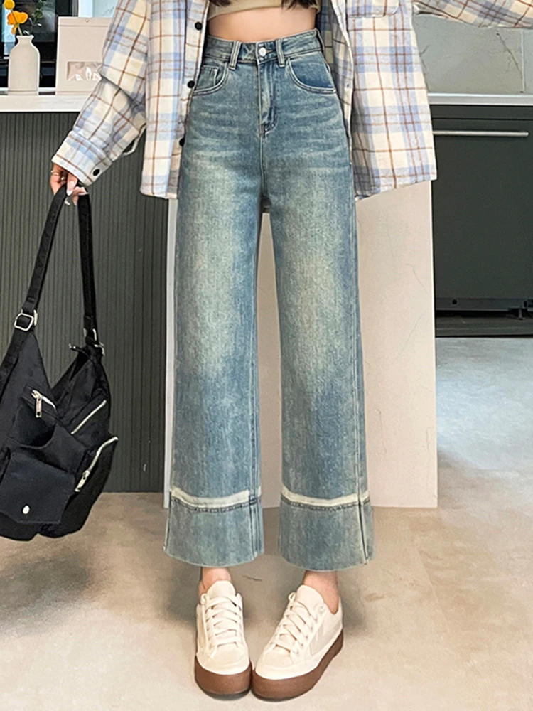 

American Vintage Classic High Waist Straight Women Jeans Spring Loose Casual Fashion Washed Street XS-2XL Female Wide Leg Pants