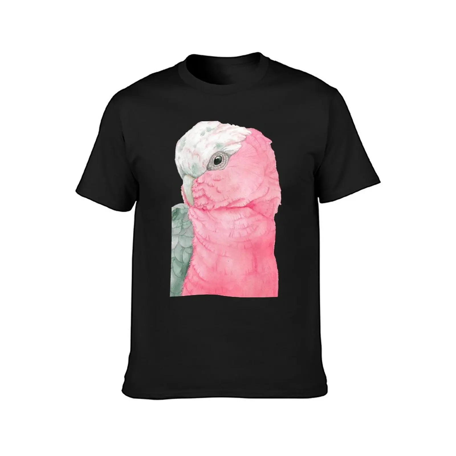 Watercolor Galah pink cockatoo watercolor portrait T-Shirt blanks plain plus size tops aesthetic clothes mens t shirt