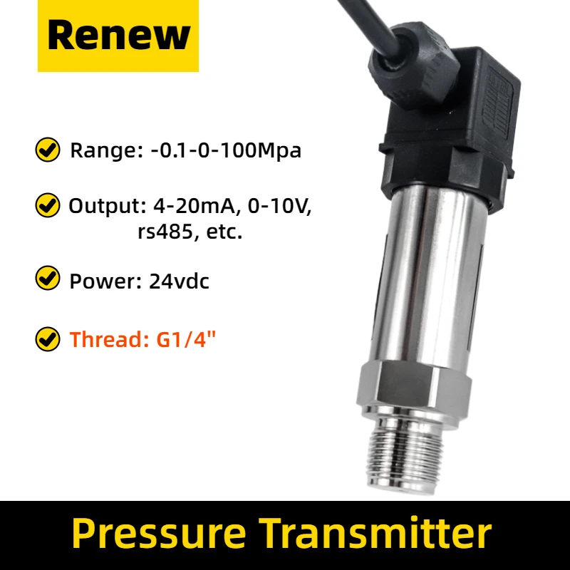 

Pressure Transmitter 4 to 20ma 0-10V 0-600bar Pressure Transducer Sensor G1/4 RS485 Pressure Transducer Transmitter Sensor