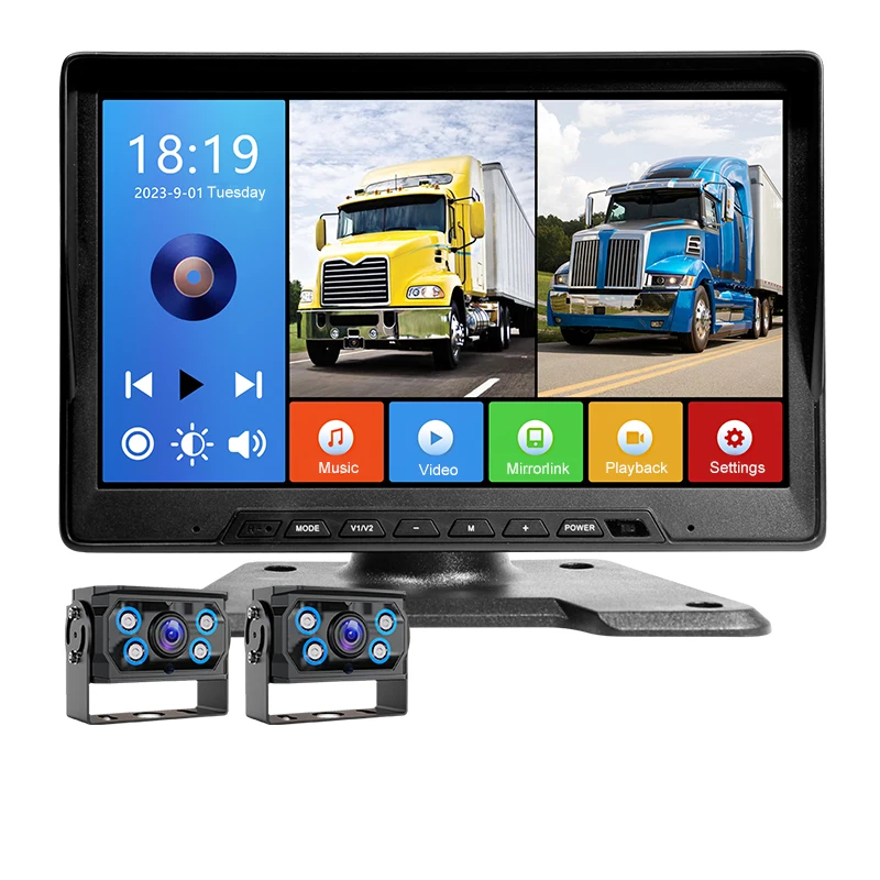 【Hot Selling】Backup    10.1 Inches 2CH Full HD Loop Video Recorder Car Touch Screen MP5 DVR for Vehicle for Truck