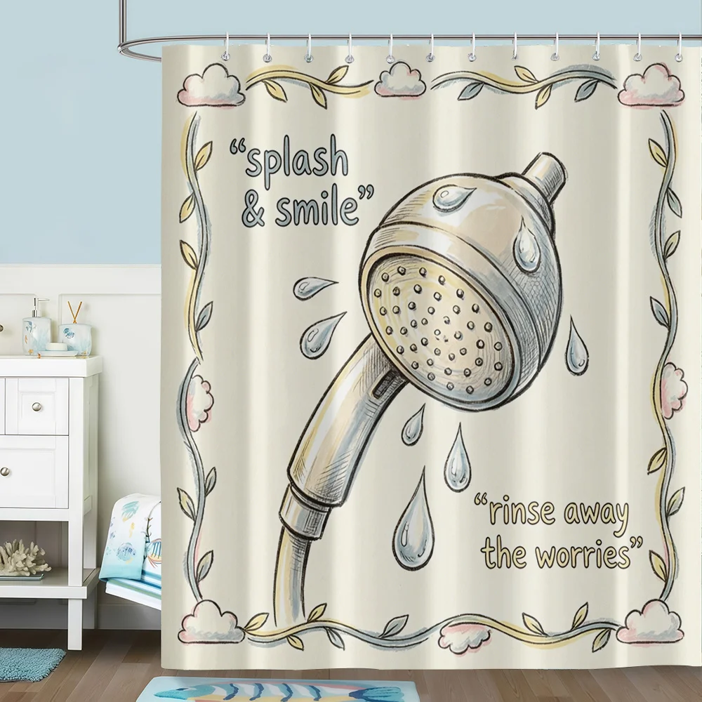 Fun Cartoon Shower Curtain Waterproof Bathroom Decor Inspirational Polyester Splash Smile Shower Curtain for Home Accessories