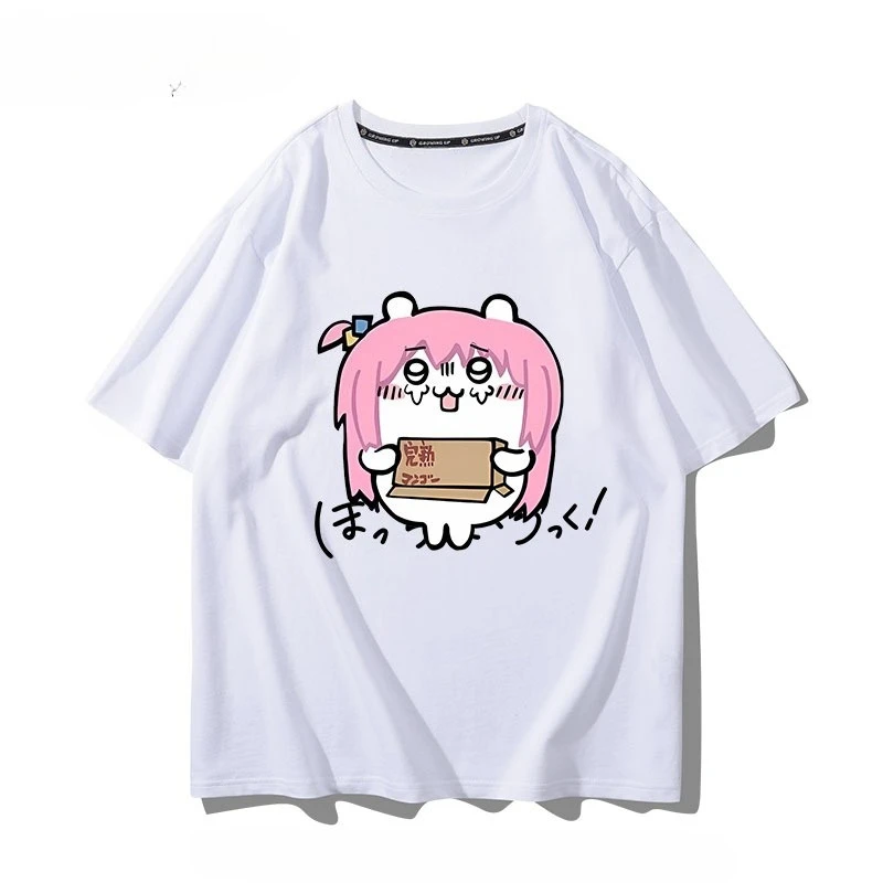 Kawaii Chiikawa Pink Hair Cos Character Oversize Heavyweight T-shirt Unisex Loose Streetwear Top